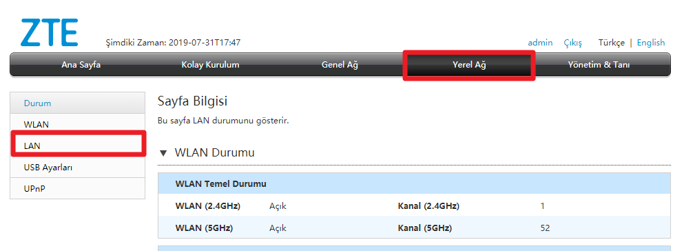 ZTE ZXHN H168A Modem IP Ayarları