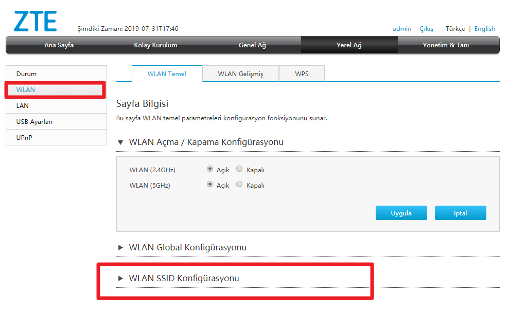 ZTE ZXHN H168A Modem Kablosuz Şifre Değiştirme