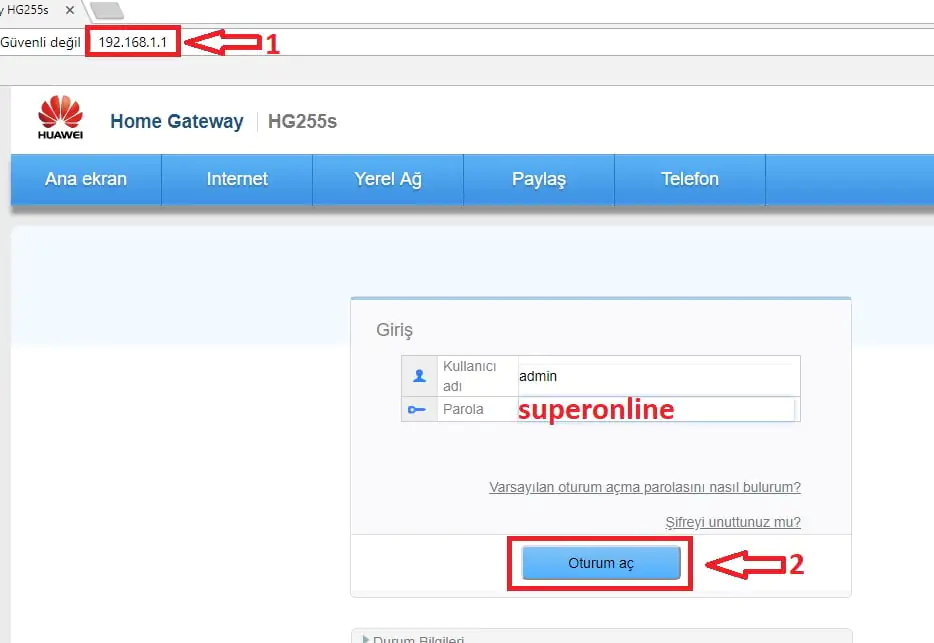 Huawei HG255s 5GHz Frekansı Nasıl Aktifleştirilir