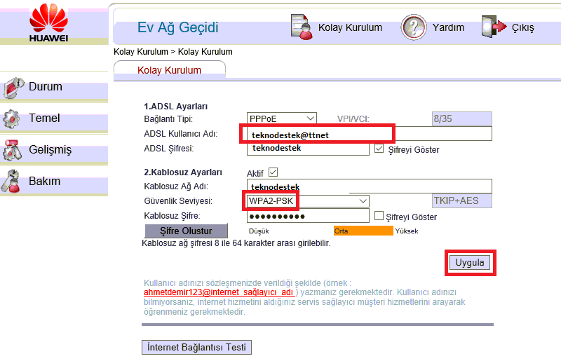 Huawei HG532s Modem Kurulum