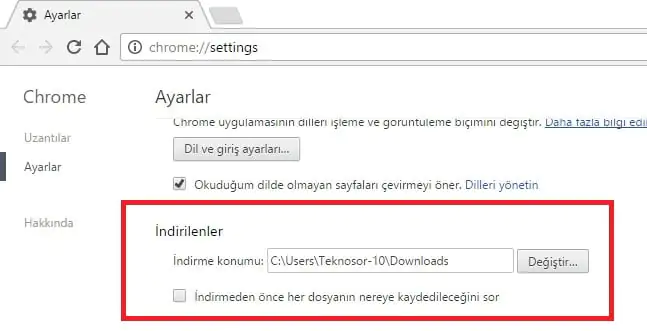 İnternetten İndirilen Dosyaların Kayıt Yeri Nasıl Değiştirilir