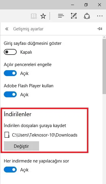 İnternetten İndirilen Dosyaların Kayıt Yeri Nasıl Değiştirilir