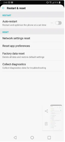 LG telefon sıfırlama