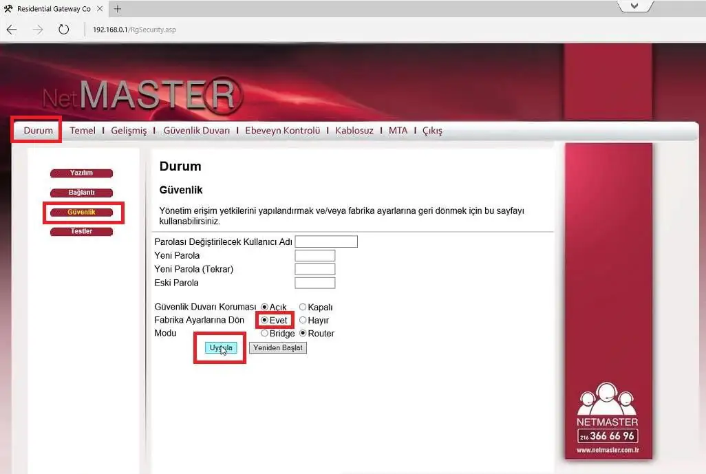 Uydunet Netmaster Modem Sıfırlama Nasıl Yapılır