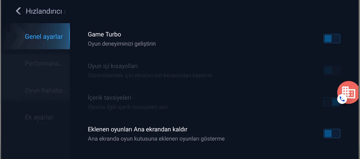 Game Turbo Oyun Hızlandırıcı Ayarları