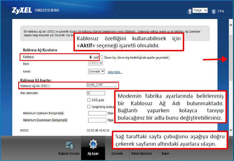 ZyXEL VMG3312 Kablosuz Ağ Ayarları