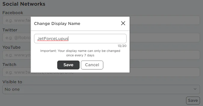 Roblox kullanıcı adı