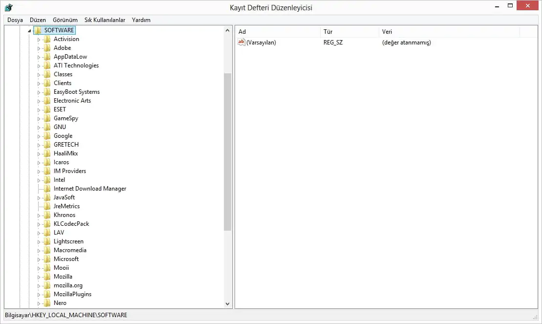 Kaldırılamayan Programlar