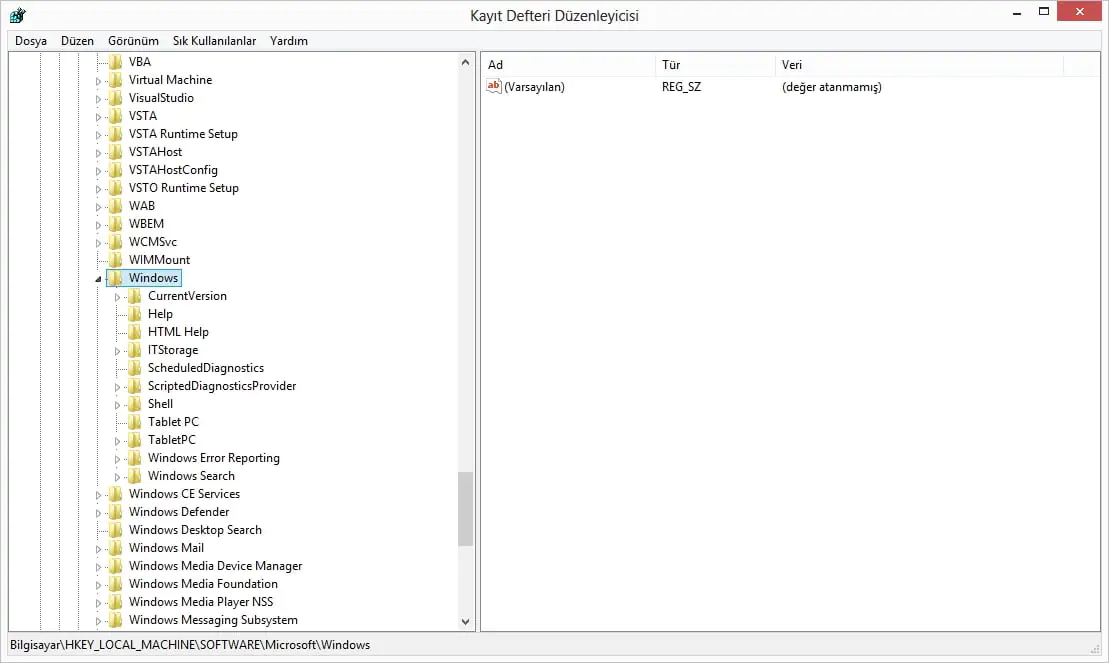 Kaldırılamayan Programlar