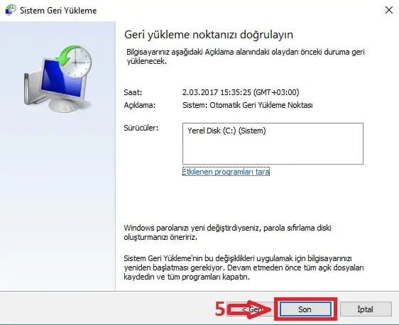 Windows 10'da Sistem Geri Yükleme Nasıl Başlatılır