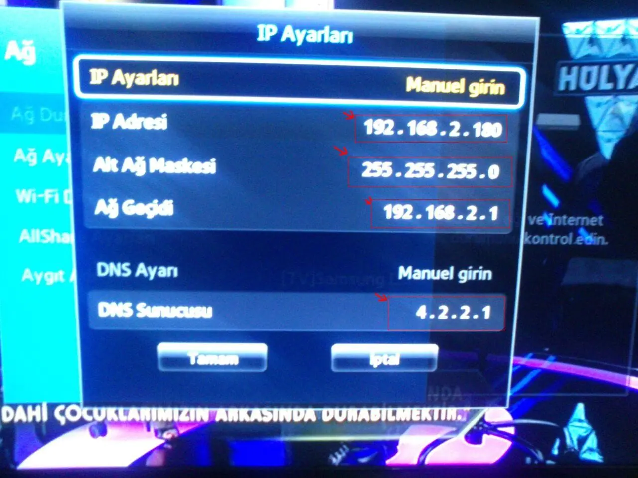 Smart TV Manuel DNS leri nedir