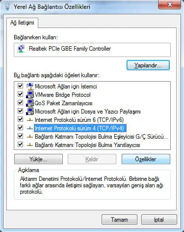 Windows 7'de Tanımlanamayan Ağ Bağlantısı Hatası