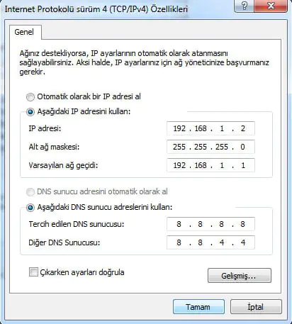 Windows 7'de Tanımlanamayan Ağ Bağlantısı Hatası