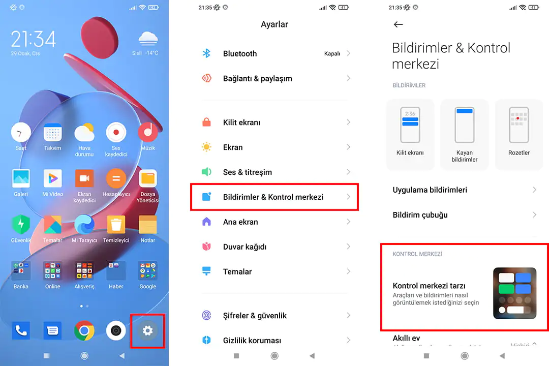 Xiaomi Bildirim Ekranı Değiştirme