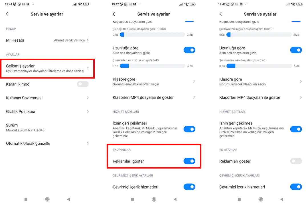 Xiaomi Müzik Uygulamasında Çıkan Reklamları Kapatma
