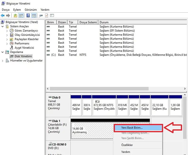 Ayrılmamış Alan Olarak Görünen Disk Nasıl Kullanılır Duruma Getirilir