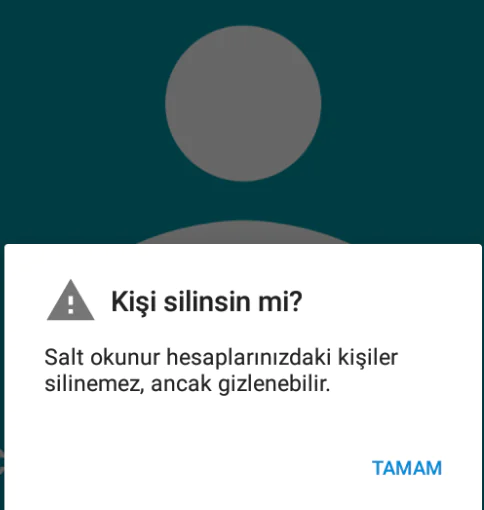 Salt Okunur Hesaplarınızdaki Kişiler Silinemez