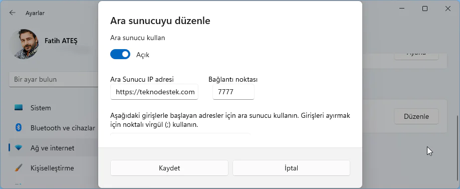 El ile Proxy Sunucusu Nasıl Kurulur