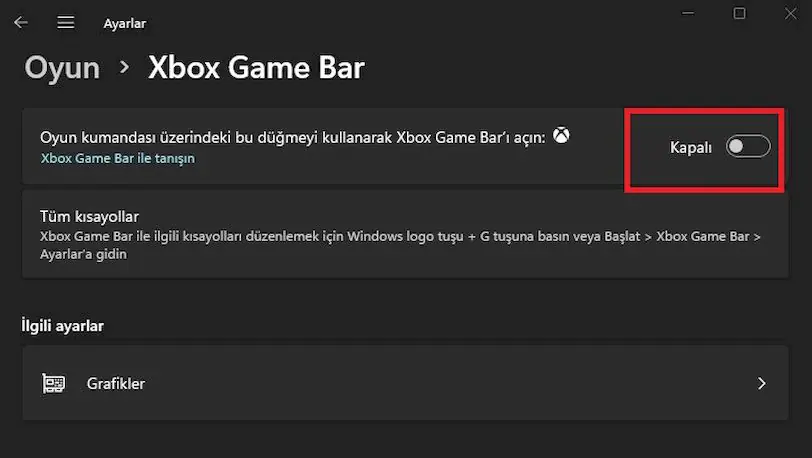 Xbox Game Bar nasıl kapatılır