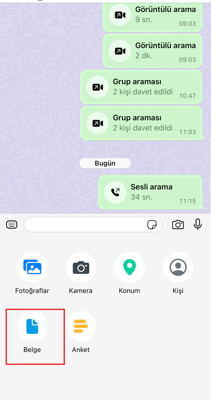 WhatsApp belge taratıp PDF olarak gönderme