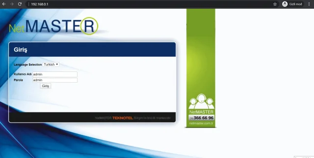 Netmaster Infinity 401 Modem Port Açma