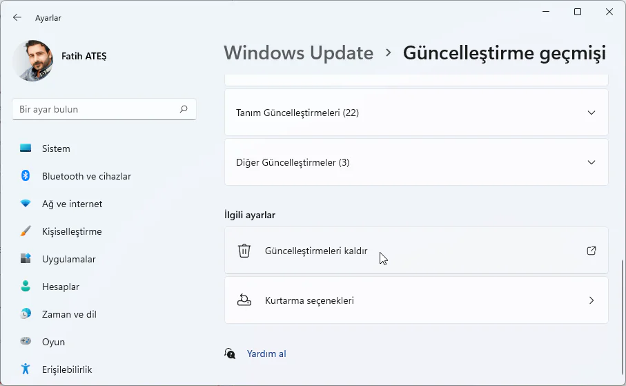 Windows 11 Sorunlu Güncellemeler Nasıl Kaldırılır