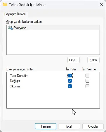 Windows 11 Gelişmiş Ayarlarla Dosyalar Paylaşımı