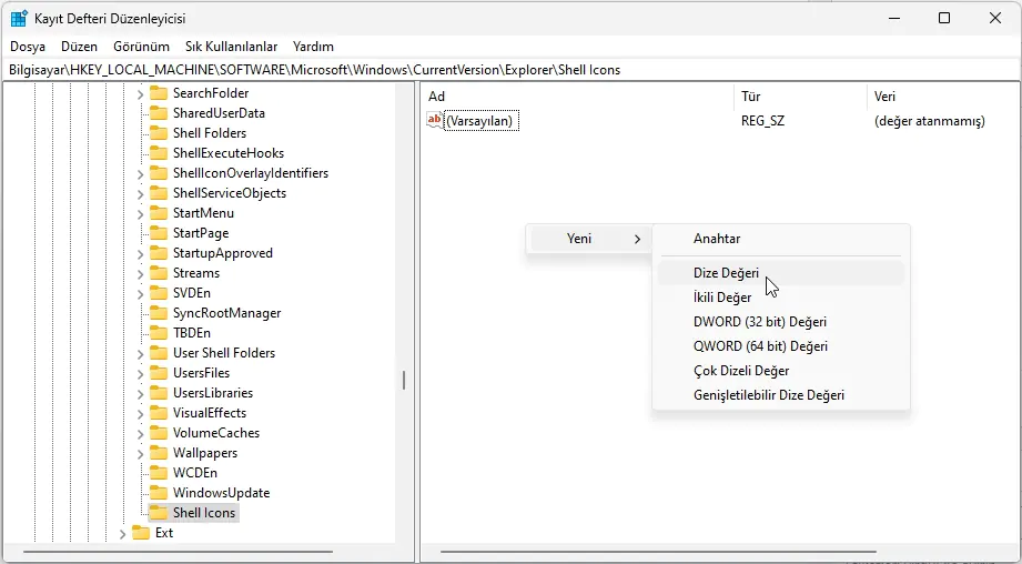 Windows 11 Kısayol Oklarını Kaldırma