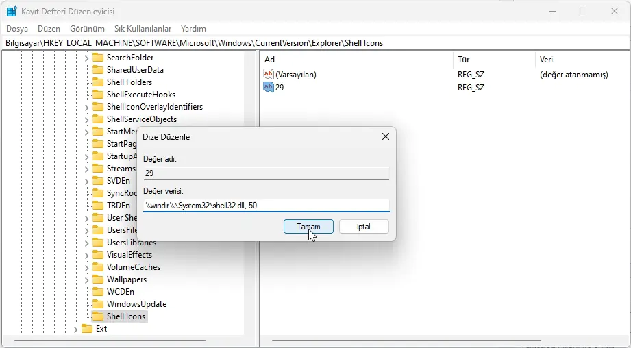 Windows 11 Kısayol Oklarını Kaldırma
