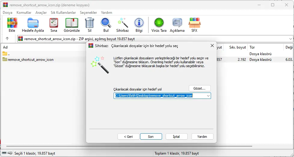 Windows 11 Kısayol Oklarını Kaldırma