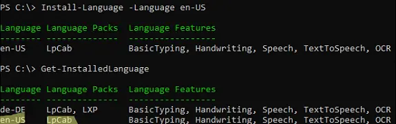 PowerShell ile Windows 11 dil paketi yükleme