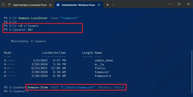 PowerShell'den Windows 10 kullanıcı hesabı silmek