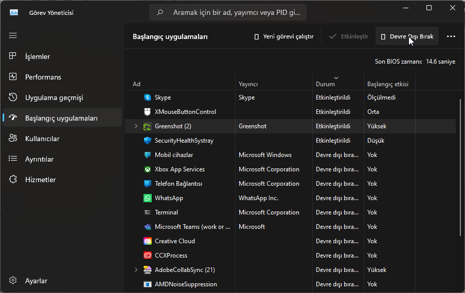 Windows 11 Başlangıç Programlarını Kapatmanın Yolları