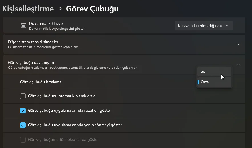 Windows 11 Başlat Menüsü Özelleştirme