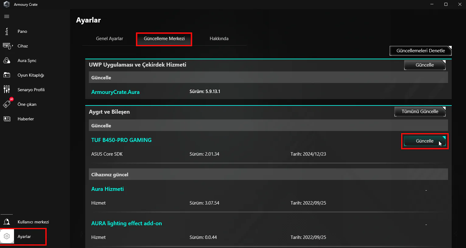 ASUS Armoury Crate ile BIOS Güncelleme