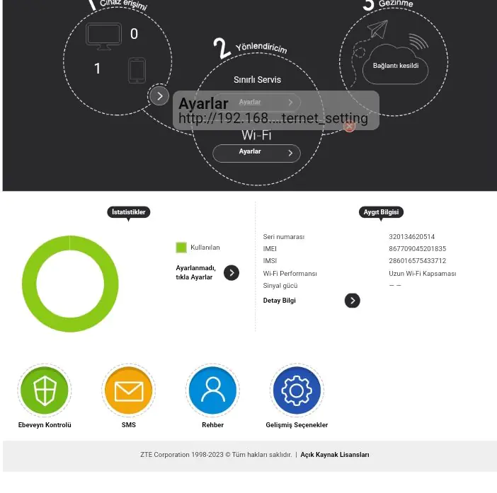 ZTE MF286R Modem kurulumu ve Ebeveyn Ayarları