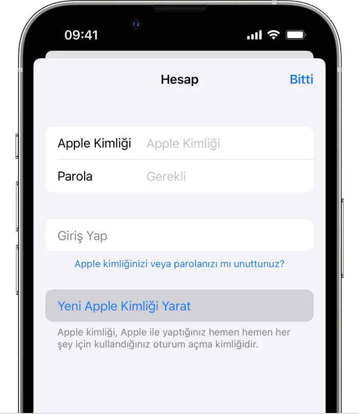 Apple kimliğinizi tamamlayın