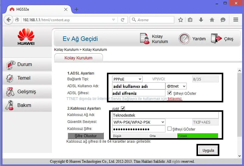 Huawei HG532E Modem Kurulumu