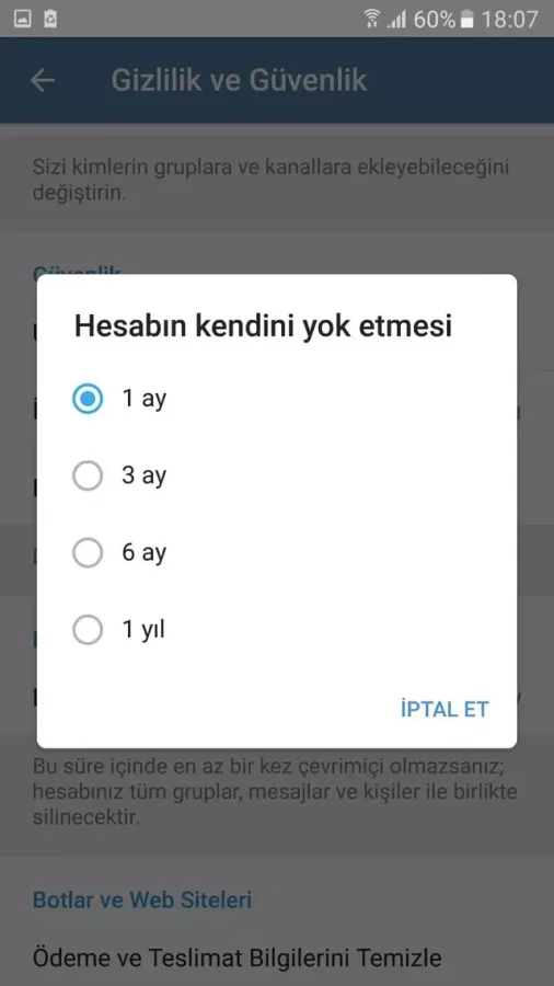 Parola kullanarak Telegram kilitleme