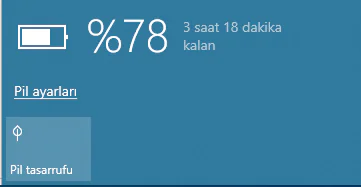 Dizüstü bilgisayarda pil yüzdesi