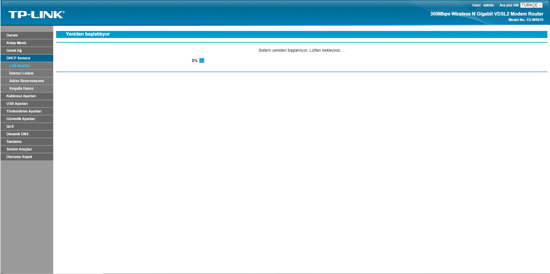 tp-link td-w9970 reset ekranı