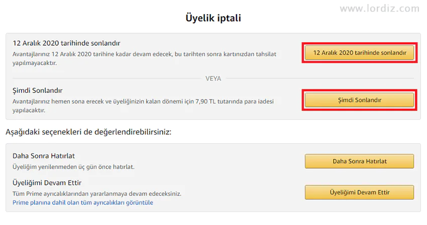 Amazon Prime Nasıl İptal Edilir