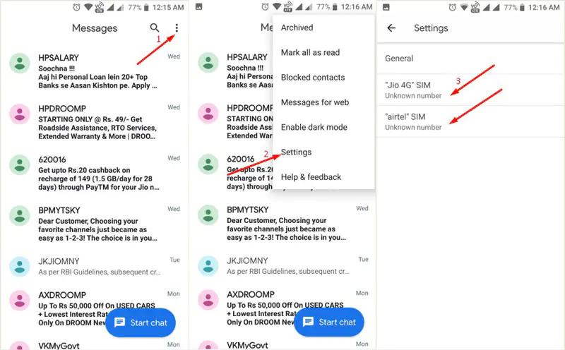 Android telefonda spam mesajlar