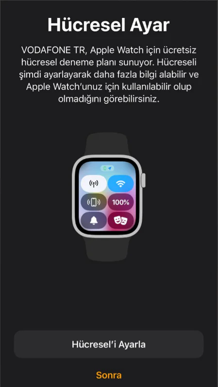 Apple Watch'ta Vodafone Hücresel Bağlantı One Number kullanımı