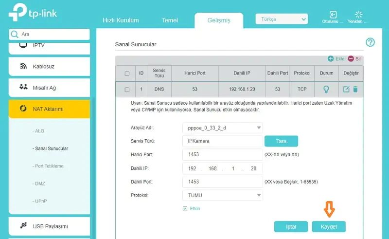 Tp-Link Archer port açma