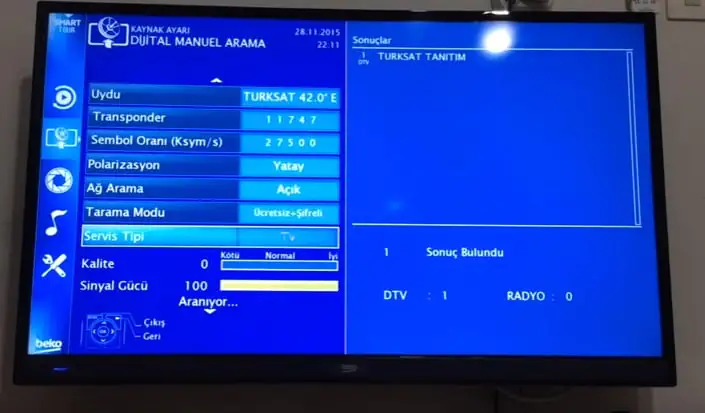 Beko-Arçelik Dahili Uydu Alıcılı LED TV Frekans Ayarları