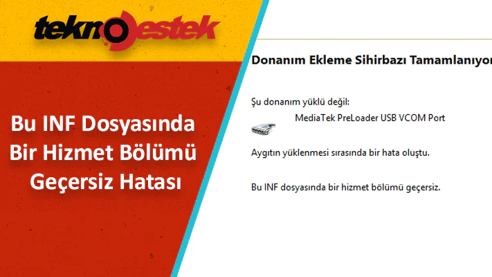 Windows 11 Bu INF Dosyasında Bir Hizmet Bölümü Geçersiz Hatası