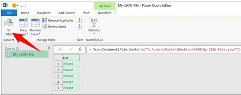 JSON Dosyasını Excel Dönüştürme