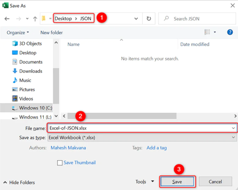 JSON Dosyasını Excel Dönüştürme