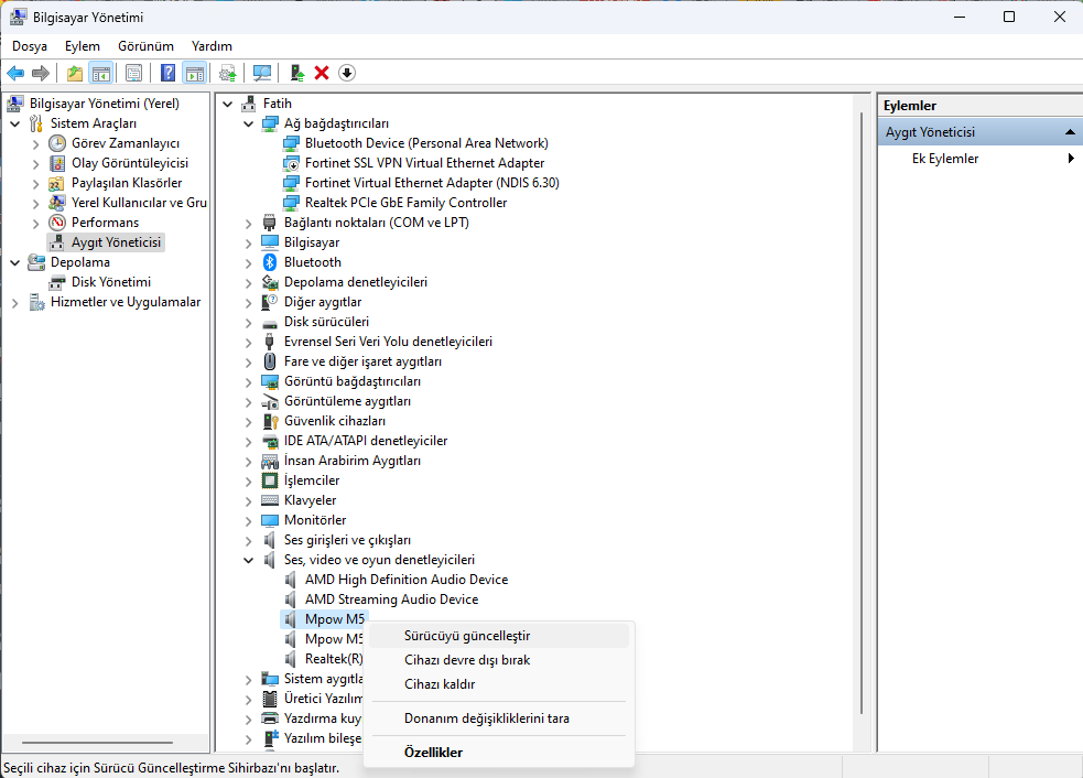 Ses Sürücüsü Nasıl Güncellenir